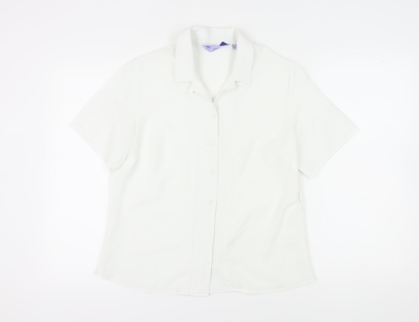 Womens UK Size 14 Honor Millburn White Basic Button-Up