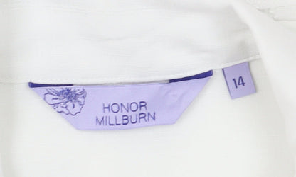 Womens UK Size 14 Honor Millburn White Basic Button-Up