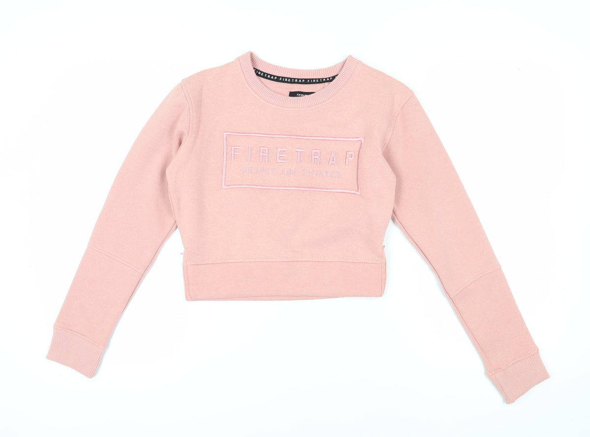 Firetrap Women's Pink Logo Pullover Sweatshirt Size 10