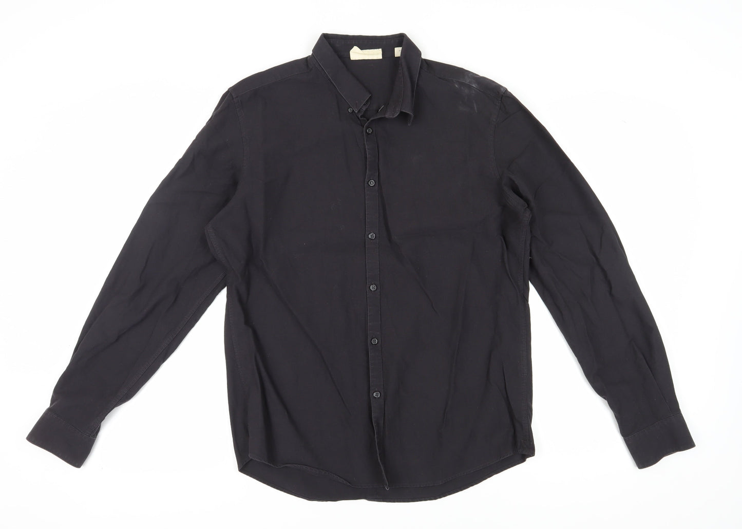 Pure DKNY Men's Black Long Sleeve Button-Up Shirt L