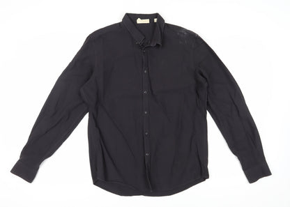 Pure DKNY Men's Black Long Sleeve Button-Up Shirt L