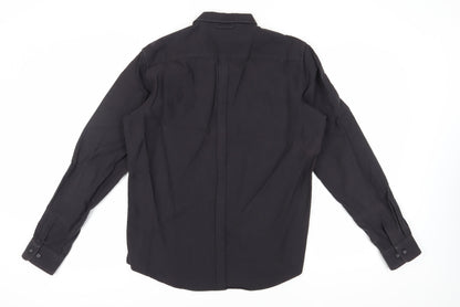 Pure DKNY Men's Black Long Sleeve Button-Up Shirt L