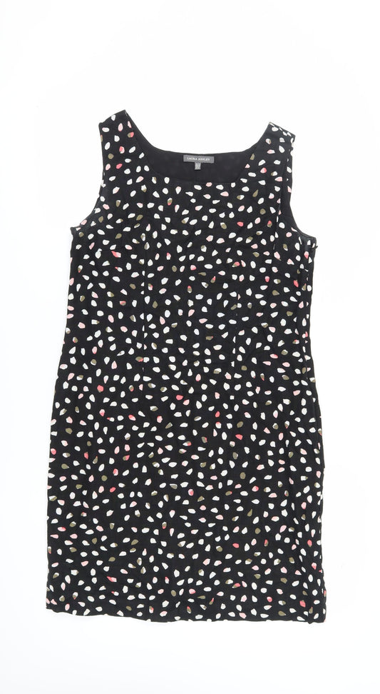 Laura Ashley Women's Black Linen Sheath Dress, Size 12