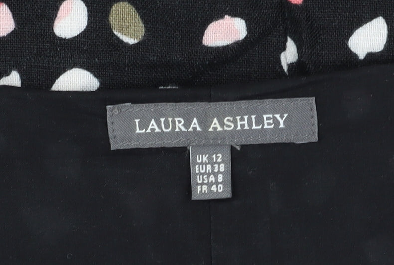 Laura Ashley Women's Black Linen Sheath Dress, Size 12