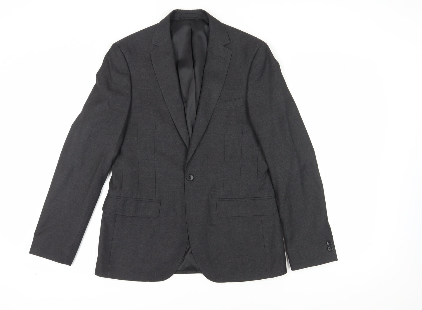 Mens UK Size 38 Moss London Regular Grey Suit Jacket