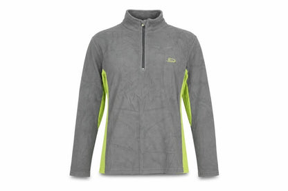 Front view of Crane Trail unisex grey fleece pullover sweatshirt, s