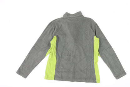 Back view of Crane Trail unisex grey fleece pullover sweatshirt, s