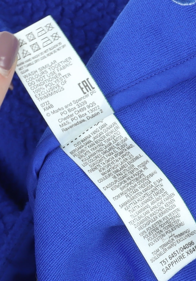 Marks and Spencer Blue Henley Fleece Sweatshirt, Size 10
