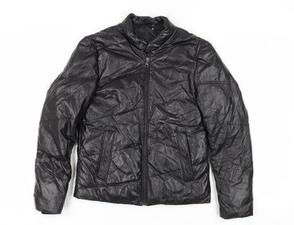 Additional front view of EHE boys’ black jacket m, autumn winter lined full zip