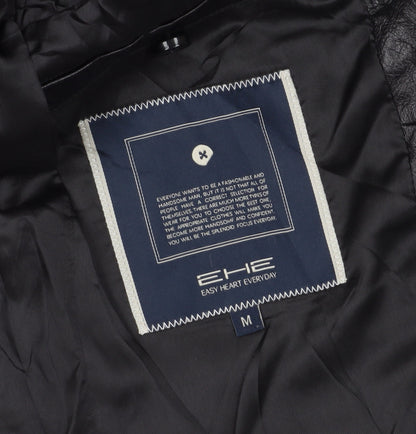 Close-up detail of EHE boys’ black jacket m, autumn winter lined full zip
