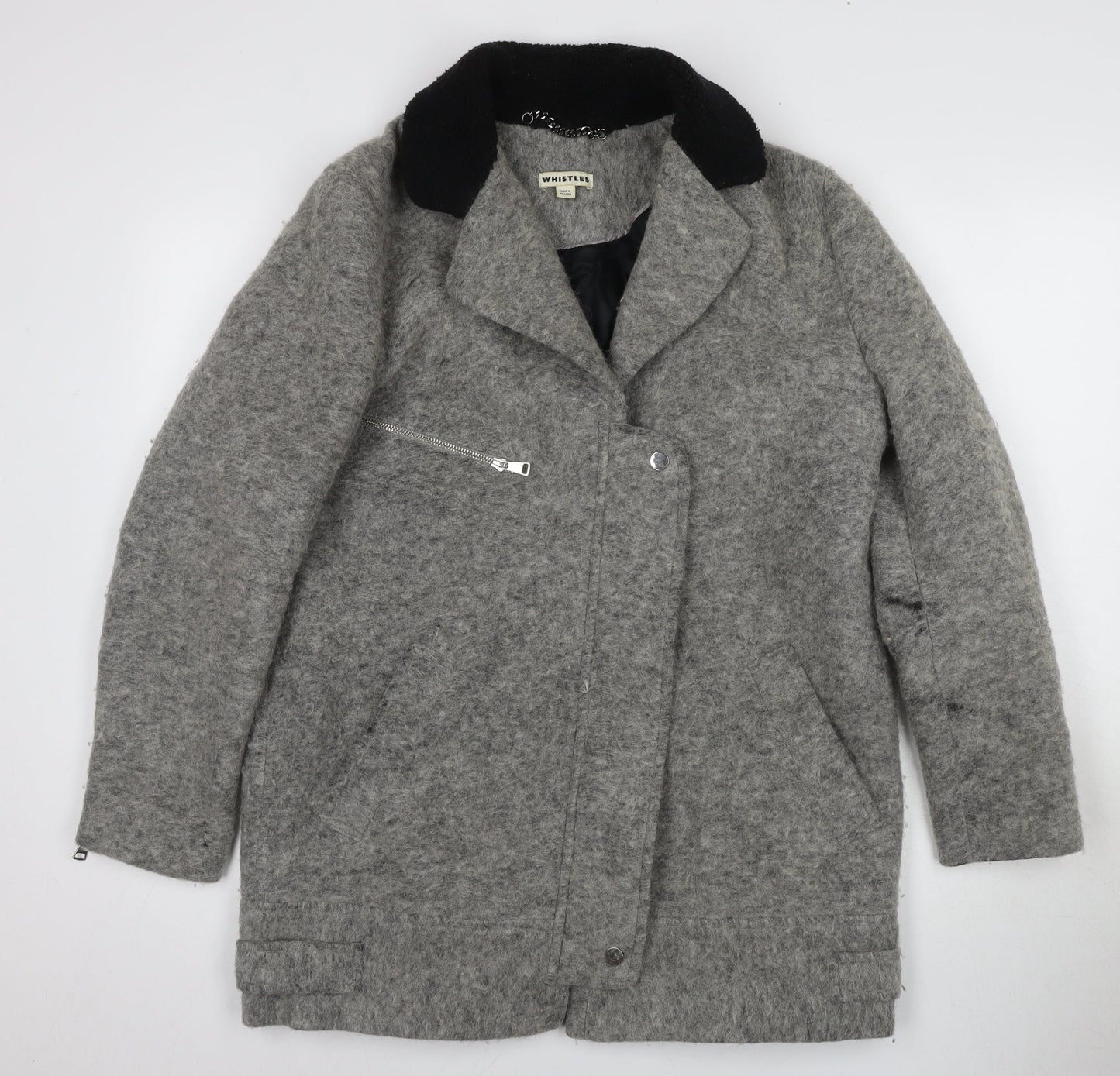 Womens UK Size 12 Whistles Grey Motorcycle Jacket