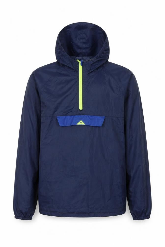 Front view of Decathlon boys’ blue windbreaker jacket uk 12