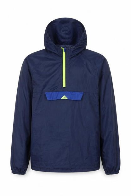 Front view of Decathlon boys’ blue windbreaker jacket uk 12