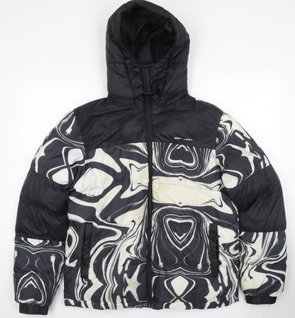 Mens UK Size M Night Addict Black Puffer Jacket