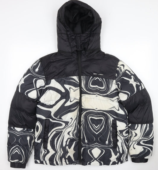 Mens UK Size M Night Addict Black Puffer Jacket