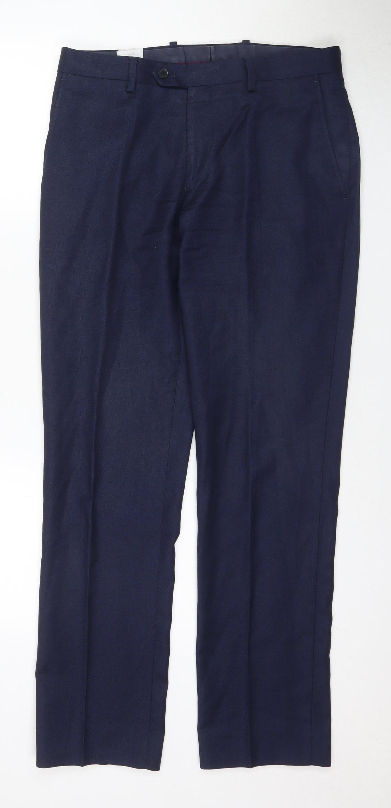 Mens UK Size 32W 32L Charles Tyrwhitt Slim Fit Dress Pants Blue Trousers