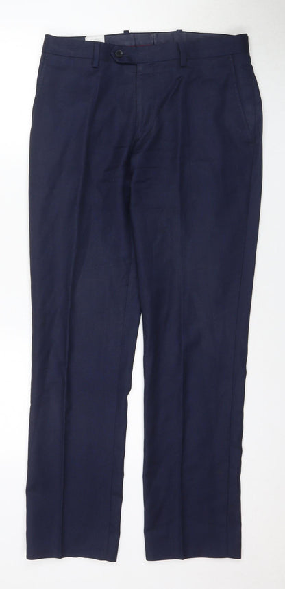 Mens UK Size 32W 32L Charles Tyrwhitt Slim Fit Dress Pants Blue Trousers