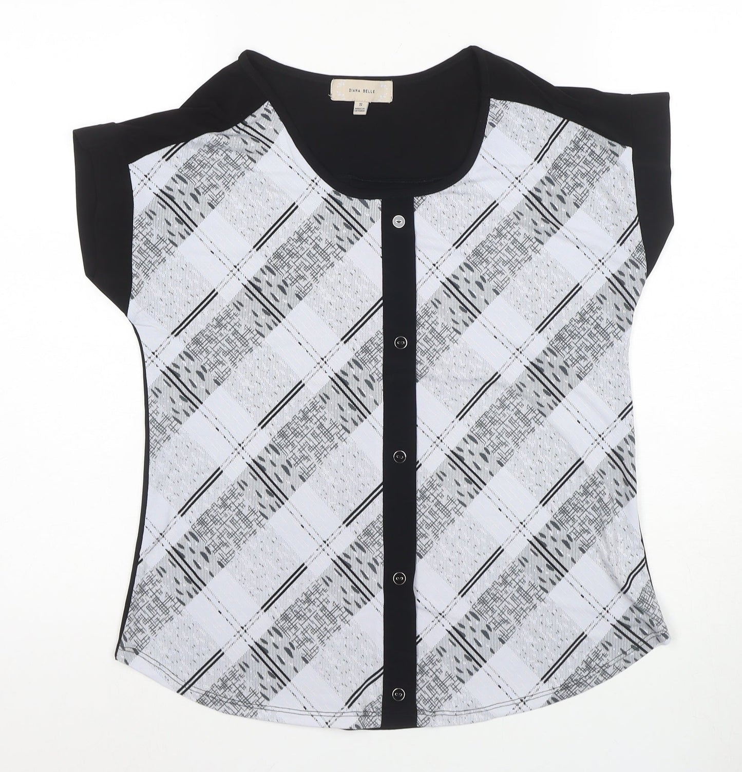 Diana Belle Women's Black Short Sleeve Blouse, Size S