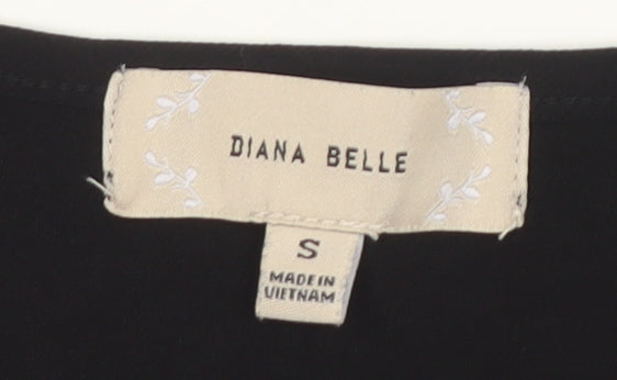 Diana Belle Women's Black Short Sleeve Blouse, Size S