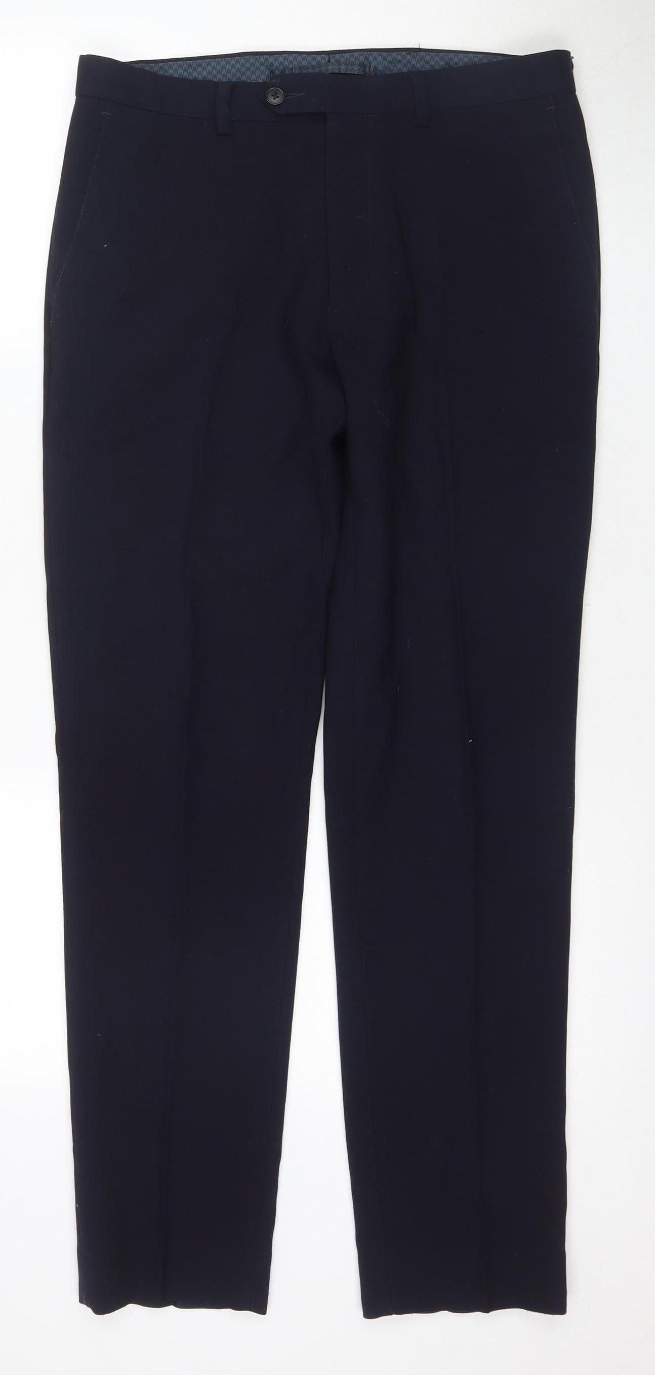 Marks and Spencer Men's Blue Slim Fit Trousers