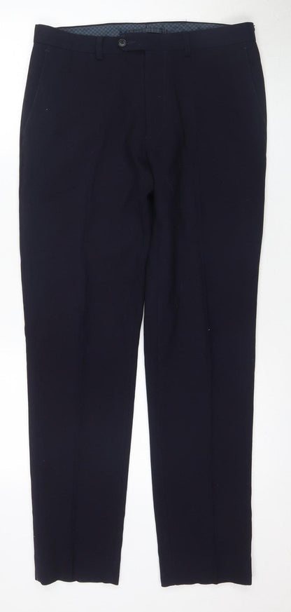 Marks and Spencer Men's Blue Slim Fit Trousers