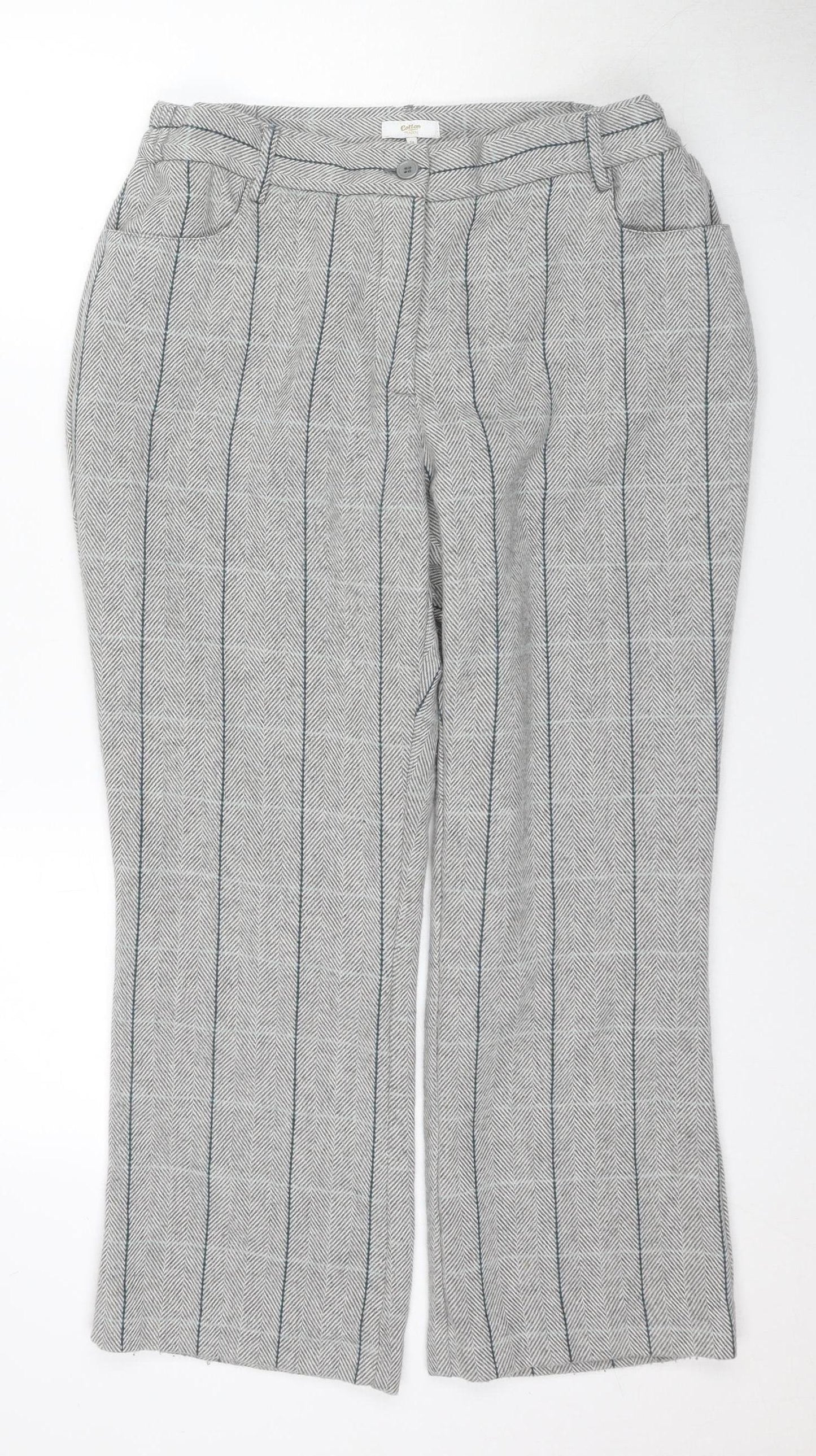 Cotton Traders Women's Grey Striped Trousers Size 14