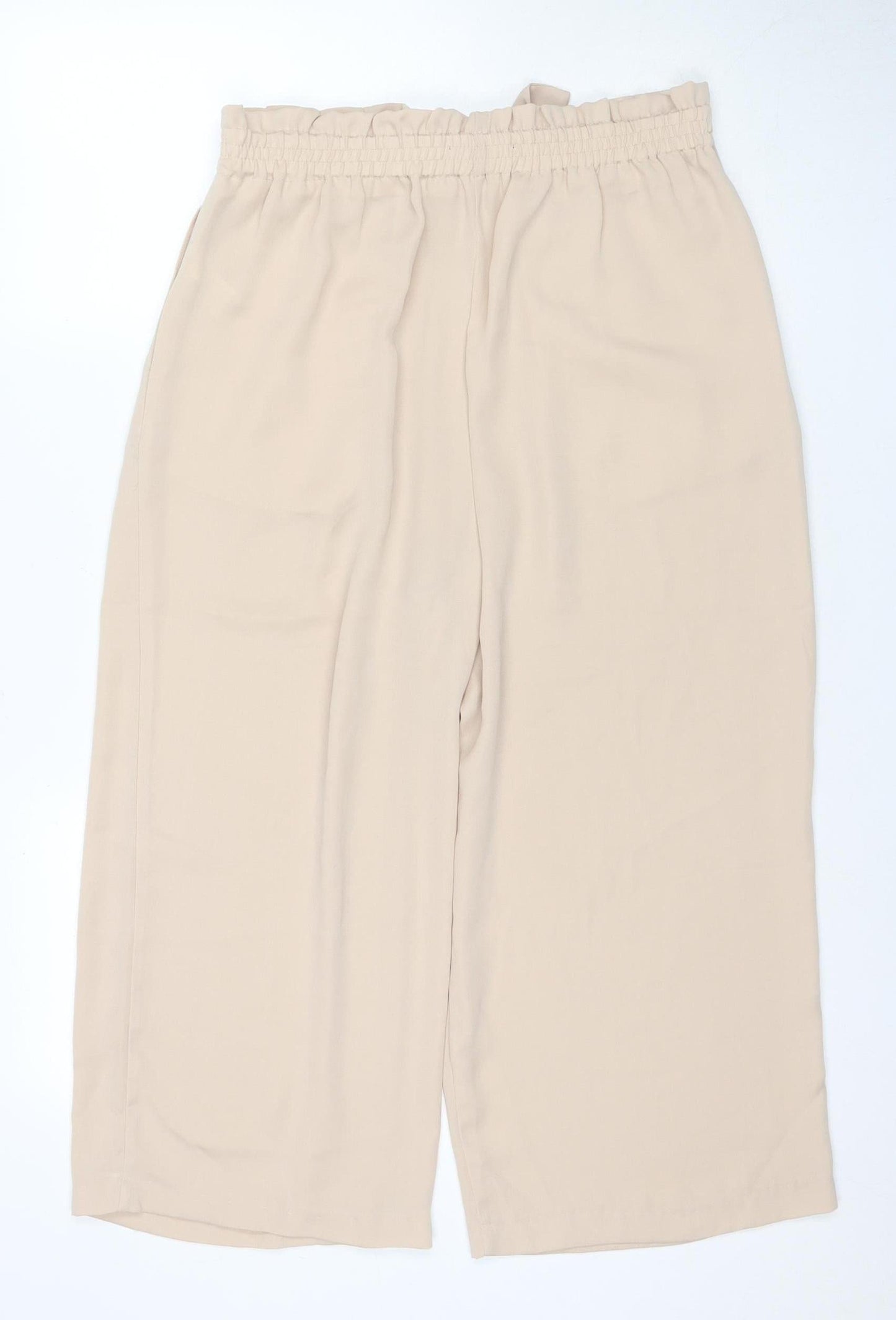 Womens UK Size L Zara Relaxed Fit Paperbag Beige Trousers
