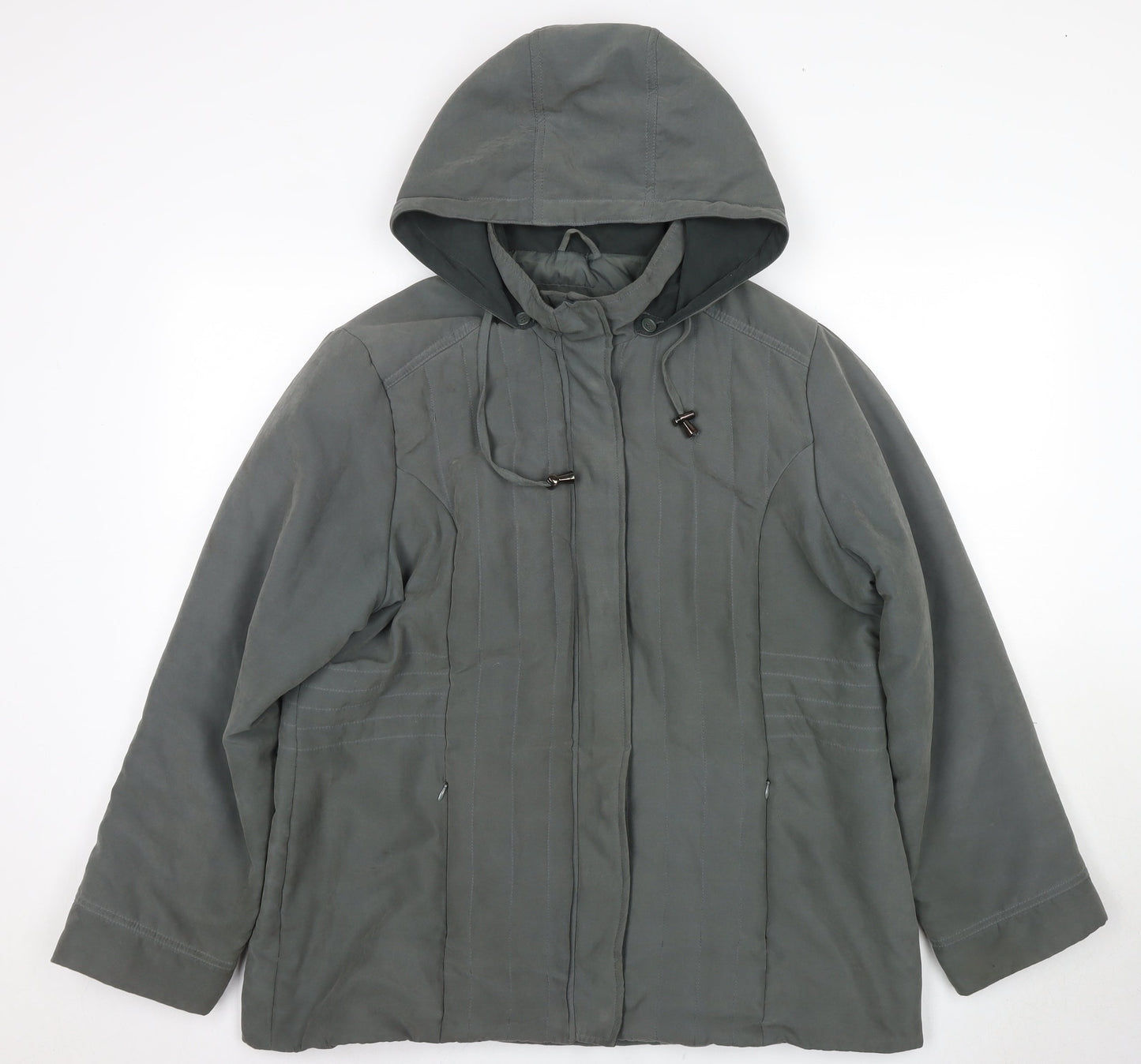 BHS Women's Green Hooded Parka Jacket Size 18