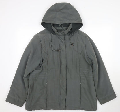 BHS Women's Green Hooded Parka Jacket Size 18