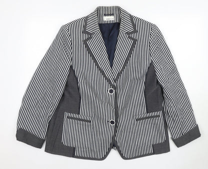 Frank Walder Women's Black Striped Blazer Size 14