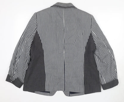 Frank Walder Women's Black Striped Blazer Size 14