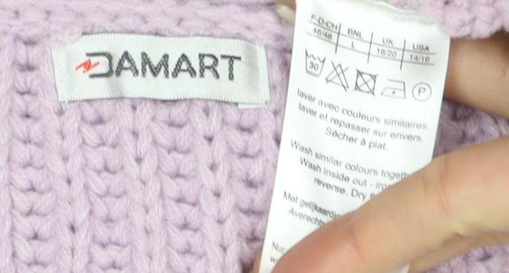 Damart Women's Purple V-Neck Cable-Knit Cardigan