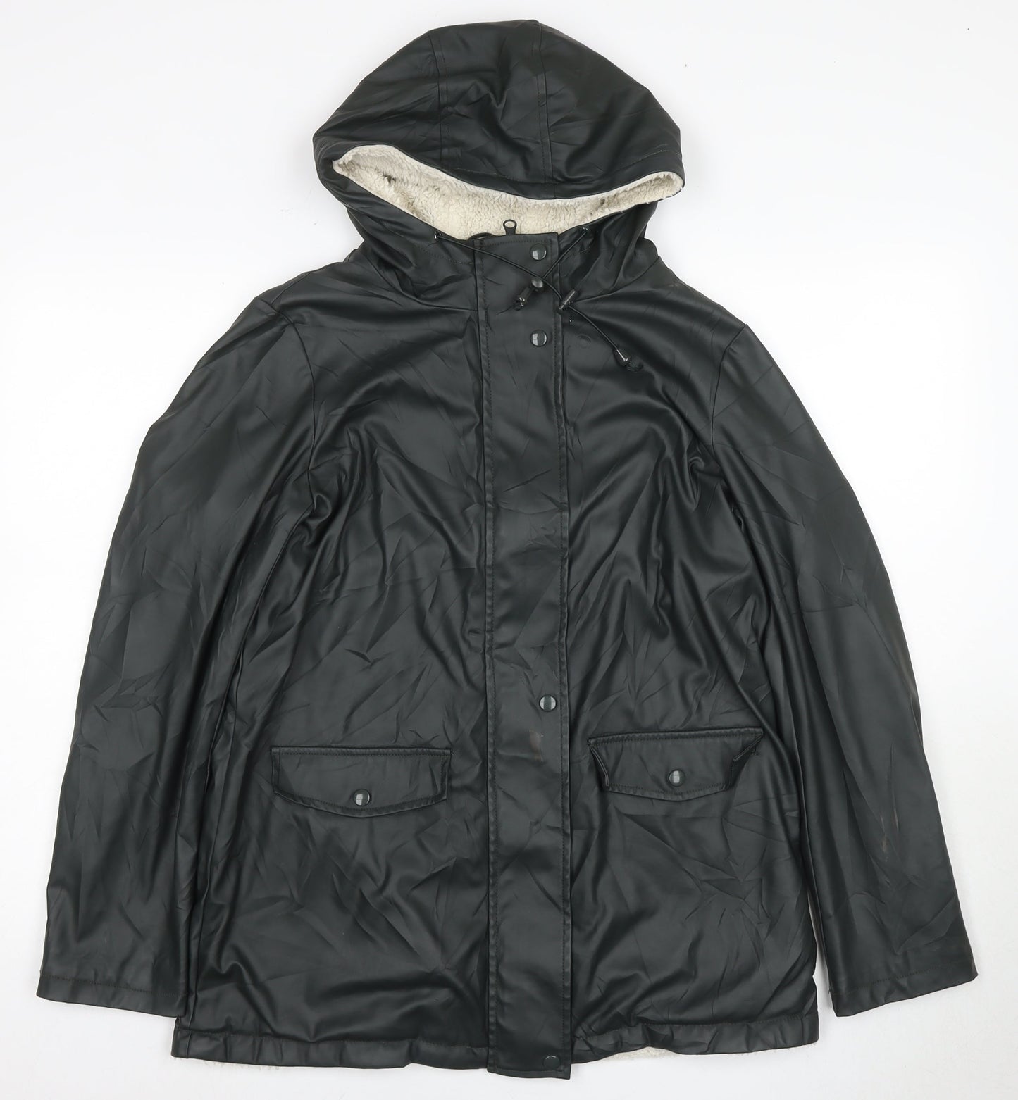 Womens UK Size 8 Dorothy Perkins Black Rain Coat
