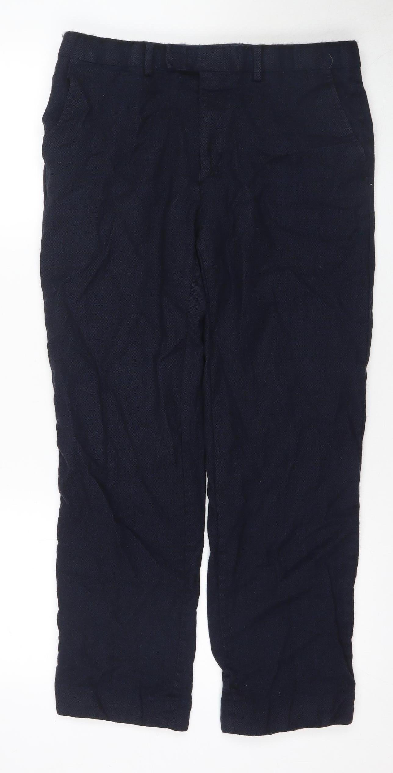 Marks and Spencer Men's Blue Regular Fit Trousers