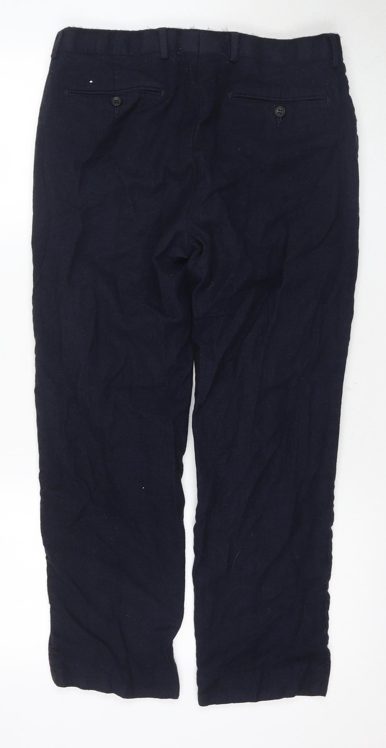 Marks and Spencer Men's Blue Regular Fit Trousers