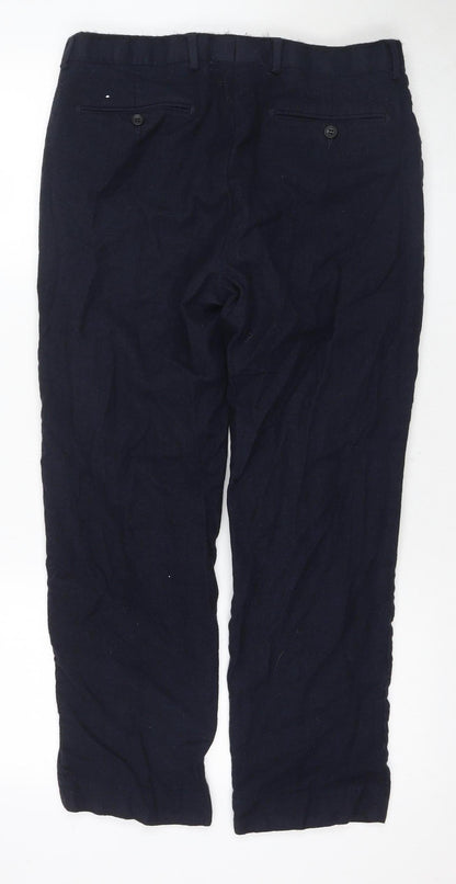 Marks and Spencer Men's Blue Regular Fit Trousers