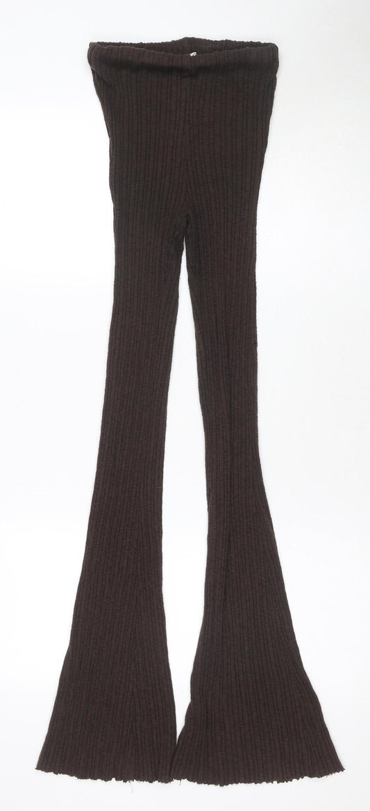 Womens UK Size XS Unknown  Flared Brown Trousers