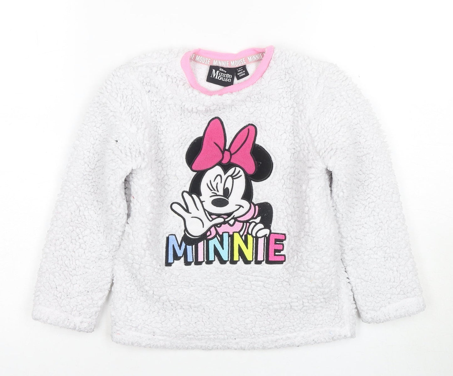 Disney Girls Minnie Mouse White Pyjama Top 5-6 Years Fleece