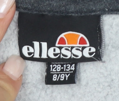 Close-up detail of Ellesse Grey girls’ pullover sweatshirt 8-9 years