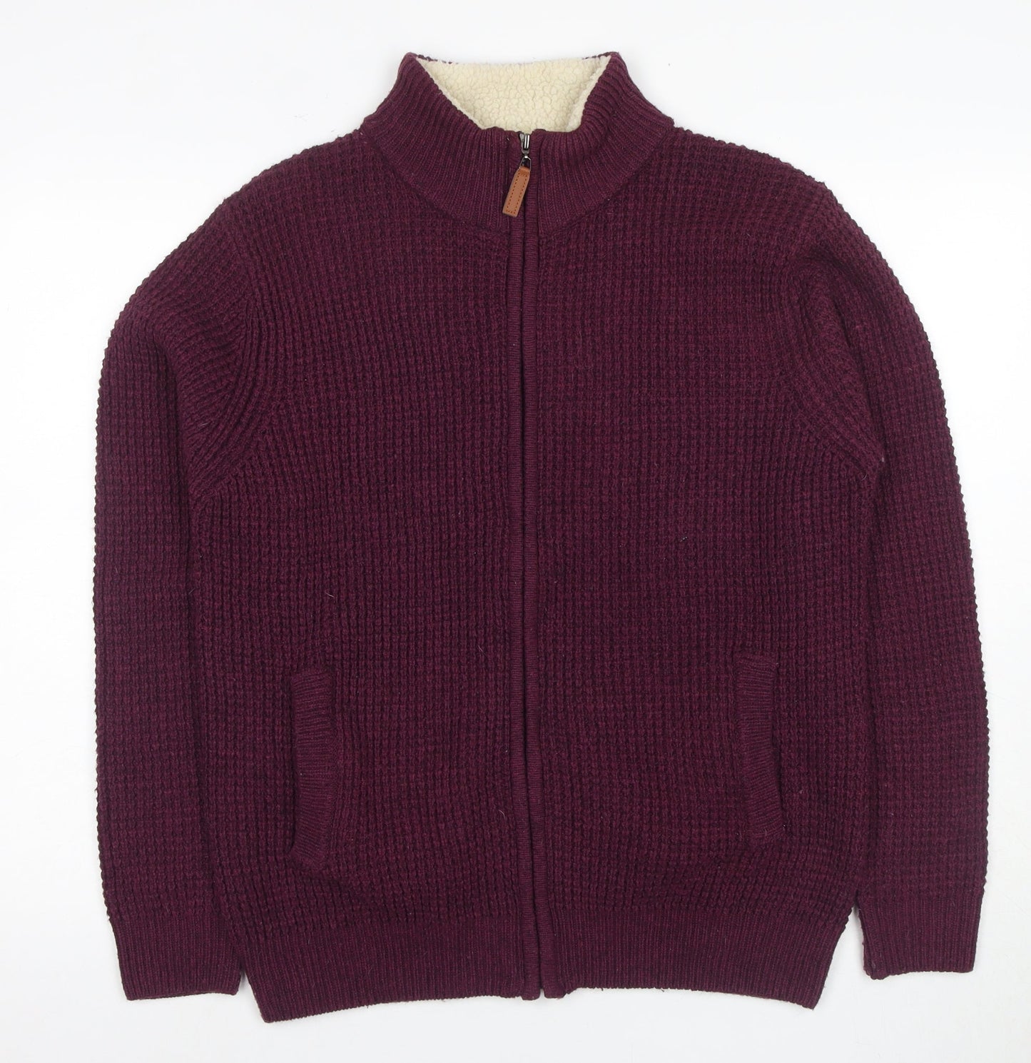 Cotton Traders Men's Purple Full Zip Knit Jumper L