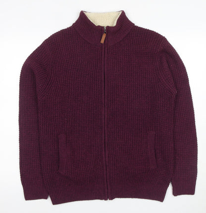 Cotton Traders Men's Purple Full Zip Knit Jumper L