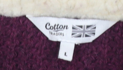 Cotton Traders Men's Purple Full Zip Knit Jumper L