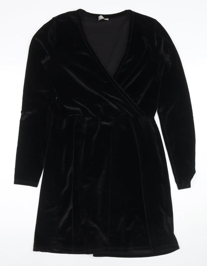 ASOS Women's Black Wrap Dress Size 12 Velvet