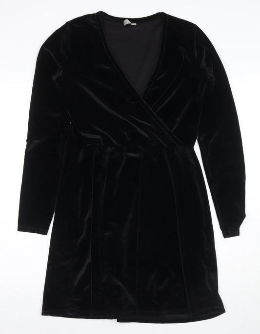 ASOS Women's Black Wrap Dress Size 12 Velvet