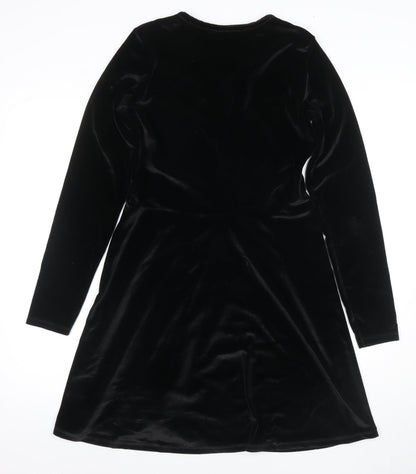 ASOS Women's Black Wrap Dress Size 12 Velvet