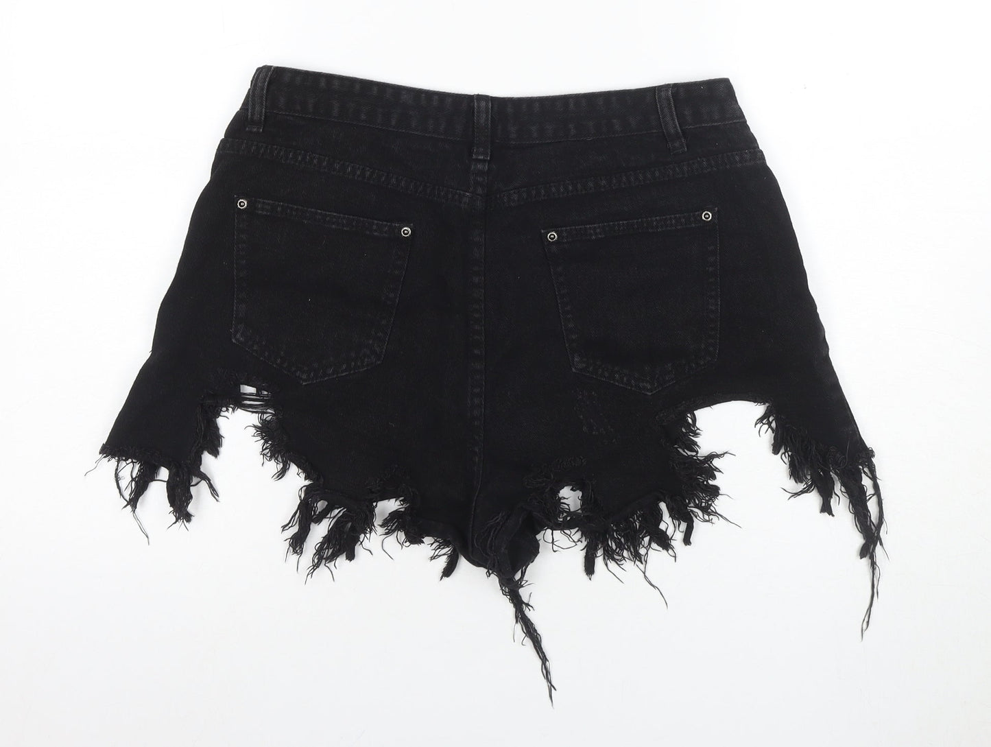 PRETTYLITTLETHING Women's Black Cut-Off Shorts Size 14