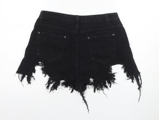 PRETTYLITTLETHING Women's Black Cut-Off Shorts Size 14