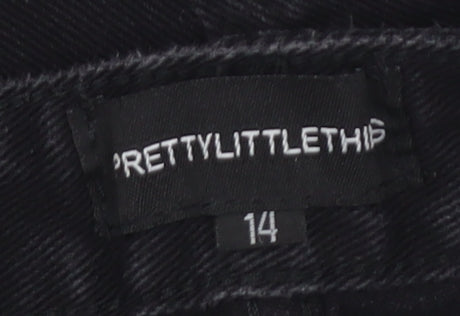 PRETTYLITTLETHING Women's Black Cut-Off Shorts Size 14