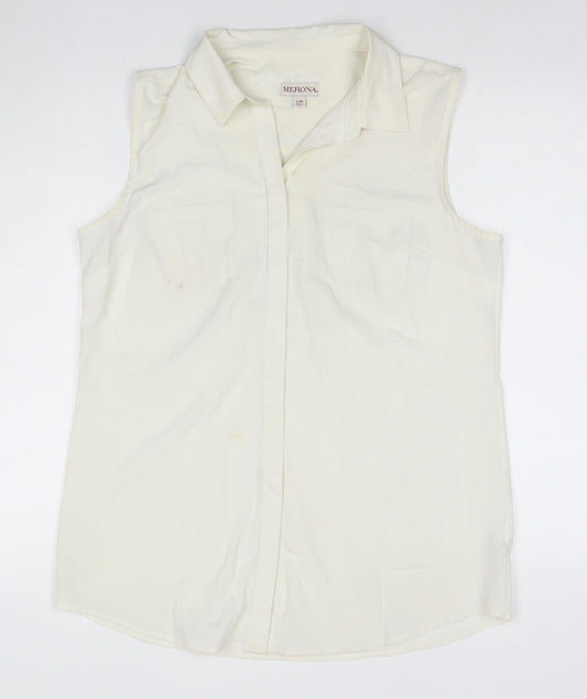 Womens UK Size L Merona Ivory Basic Blouse