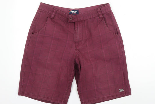 Kangol Men's Red Plaid Chino Shorts - Medium